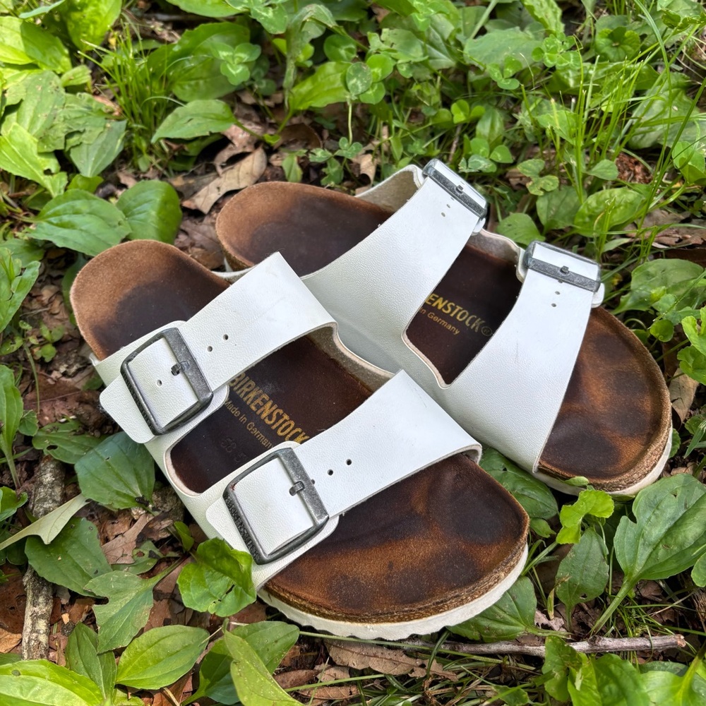 Birkenstock Arizona White Sandals with Buckles